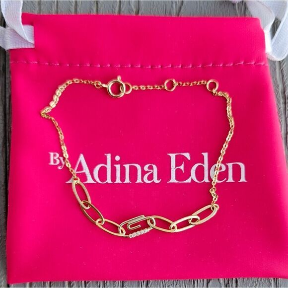 ADINA EDEN Paperclip safety pin pave bracelet NEW SOLD OUT - Picture 11 of 13